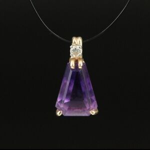 14K Yellow Gold Platinum diamond mounted Amethyst